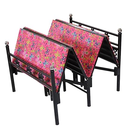 Sahni Foldable Furniture European Style Folding Bed with Mattress Attached Iron/Steel/Metal Single Size for Sleeping, Guest, Children and Adults (6by3ft, Multi Colour)