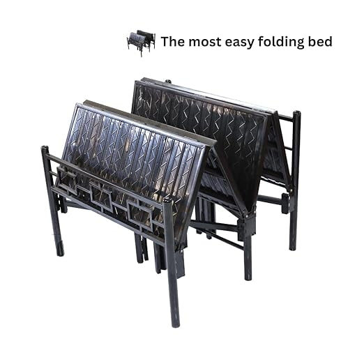 Sahni Foldable Furniture Mordern Single Folding Bed without Mattress for Sleeping Adult and Guest (Glossy Black Finish,  6ft by 3ft)