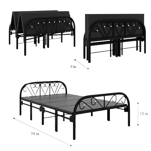 Sahni Foldable Furniture Folding Bed Queen Size Withour Mattress (6by4ft, Powder Coated)